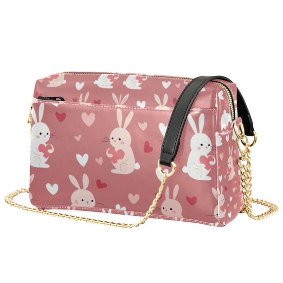 FORMRS Women Crossbody Purse with Chain Strap Vegan Leather Shoulder Handbag, Bunny Love Blooms