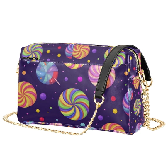 FORMRS Women Crossbody Purse with Chain Strap Vegan Leather Shoulder Handbag, Candy Cosmic Swirls