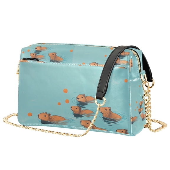 FORMRS Women Crossbody Purse with Chain Strap Vegan Leather Shoulder Handbag, Capybara Splash