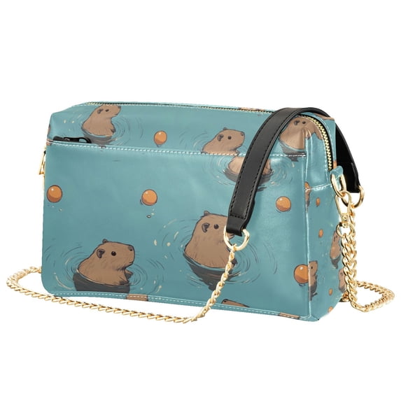 FORMRS Women Crossbody Purse with Chain Strap Vegan Leather Shoulder Handbag, Cartoon Capybaras