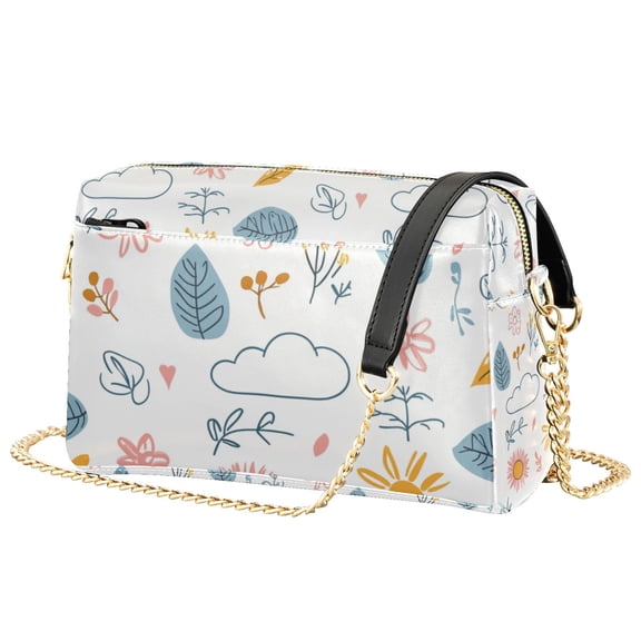 FORMRS Women Crossbody Purse with Chain Strap Vegan Leather Shoulder Handbag, Cartoon Doodles