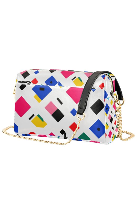 Women Crossbody Purse with Chain Strap Vegan Leather Shoulder Handbag, Cartoon Graphic