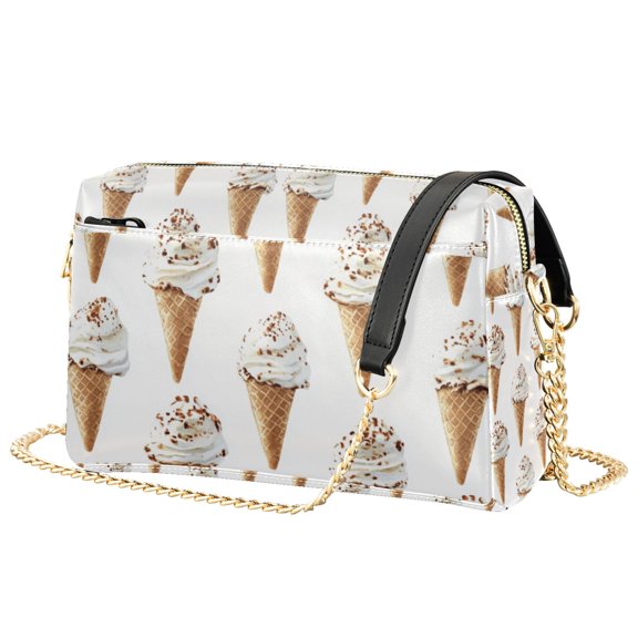 FORMRS Women Crossbody Purse with Chain Strap Vegan Leather Shoulder Handbag, Cartoon Ice Cream Pattern
