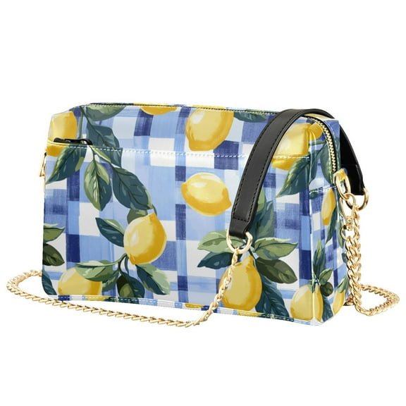 FORMRS Women Crossbody Purse with Chain Strap Vegan Leather Shoulder Handbag, Cartoon Lemon Leaves
