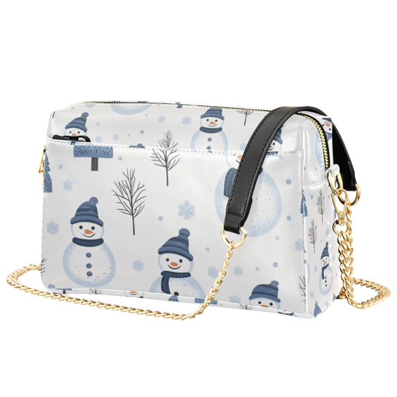 FORMRS Women Crossbody Purse with Chain Strap Vegan Leather Shoulder Handbag, Cartoon Snowmen