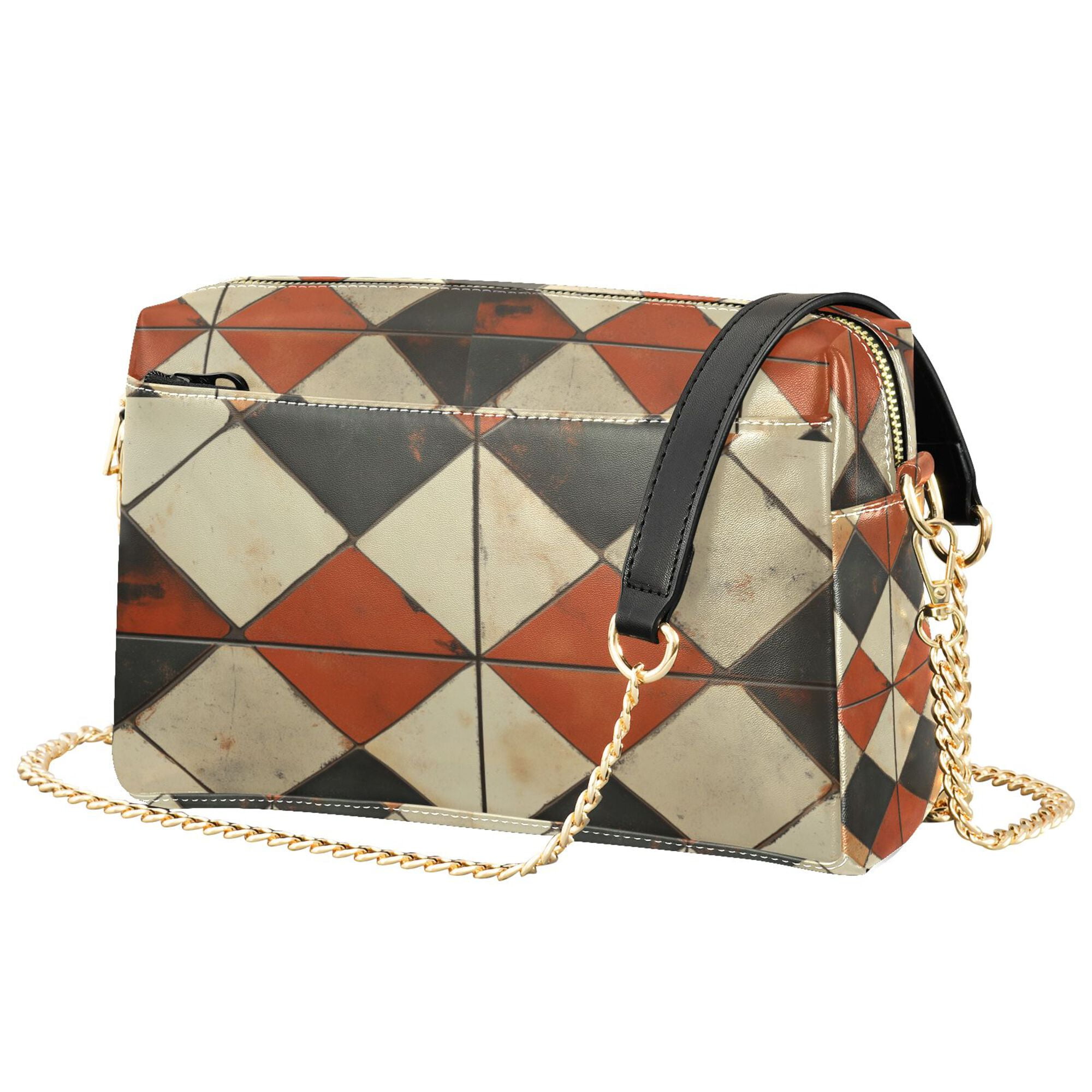 FORMRS Women Crossbody Purse with Chain Strap Vegan Leather Shoulder Handbag, Checkered Pattern