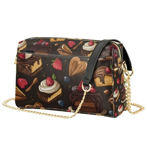 FORMRS Women Crossbody Purse with Chain Strap Vegan Leather Shoulder Handbag, Chocolate Cakes