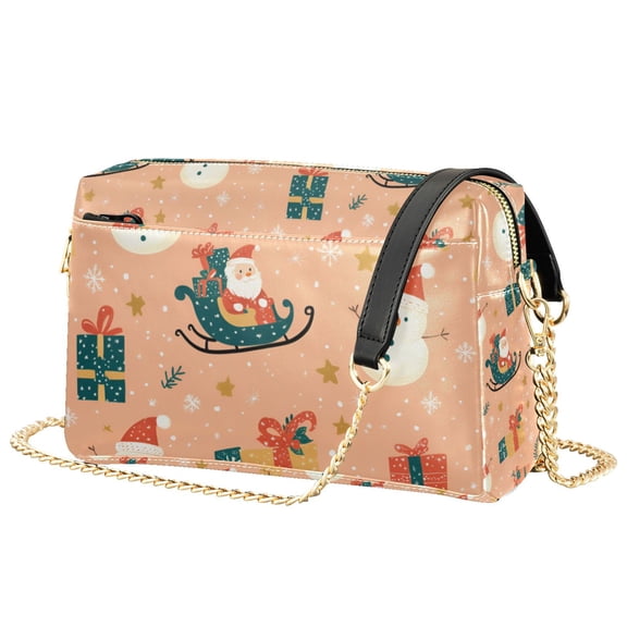 FORMRS Women Crossbody Purse with Chain Strap Vegan Leather Shoulder Handbag, Christmas Santa