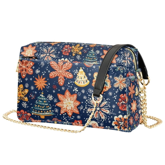 FORMRS Women Crossbody Purse with Chain Strap Vegan Leather Shoulder Handbag, Christmas Splendor