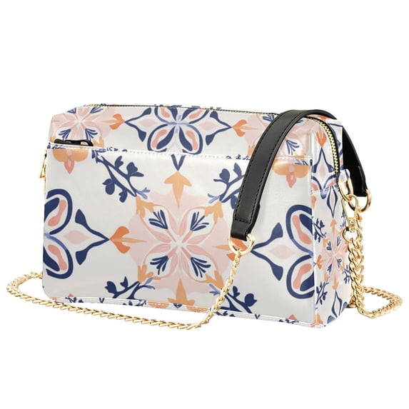 FORMRS Women Crossbody Purse with Chain Strap Vegan Leather Shoulder Handbag, Colorful Abstract Pattern