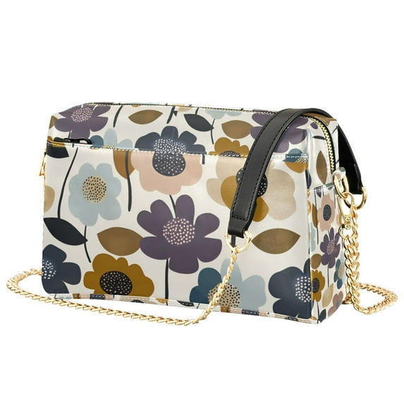 FORMRS Women Crossbody Purse with Chain Strap Vegan Leather Shoulder Handbag, Colorful Floral