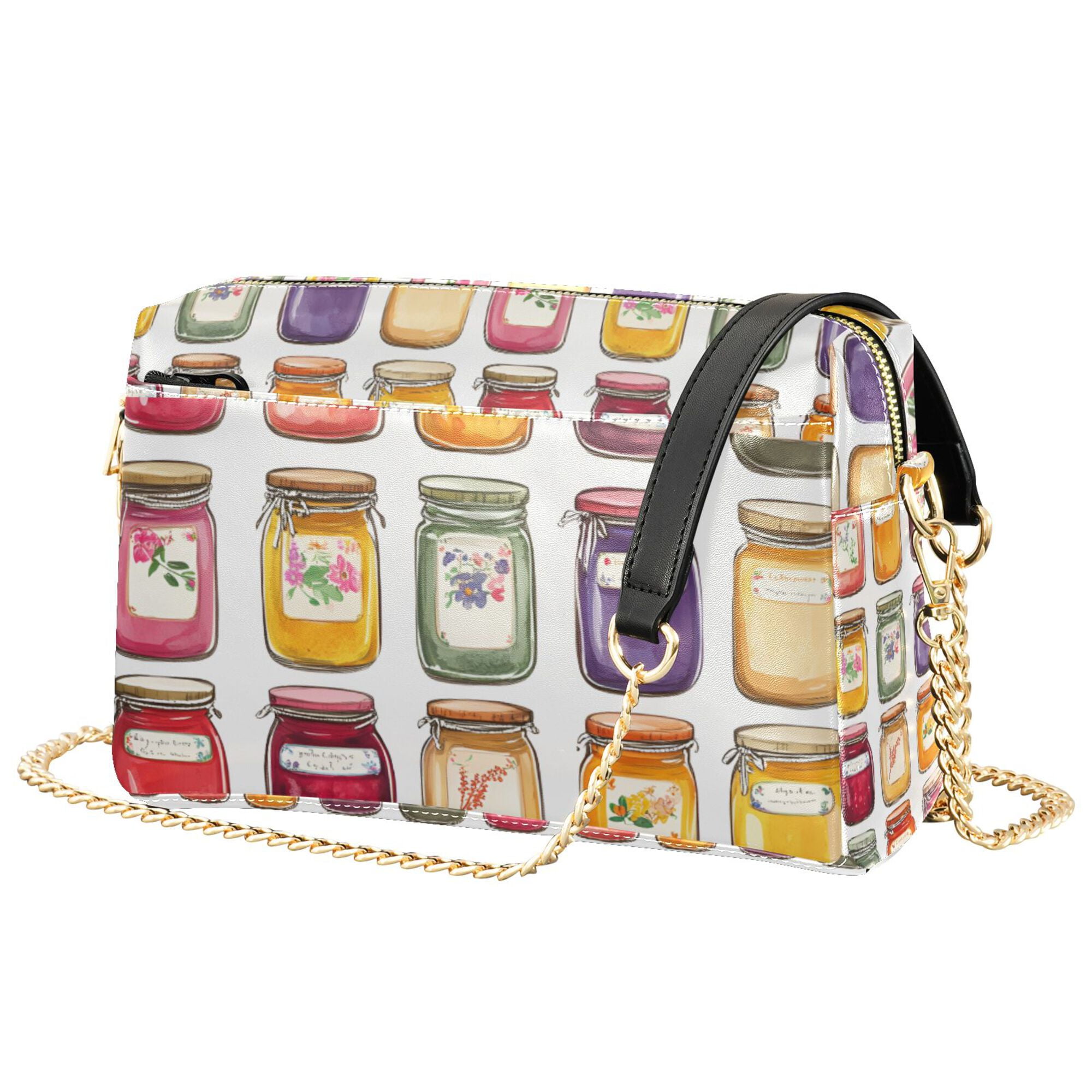 FORMRS Women Crossbody Purse with Chain Strap Vegan Leather Shoulder Handbag, Colorful Jam Jars