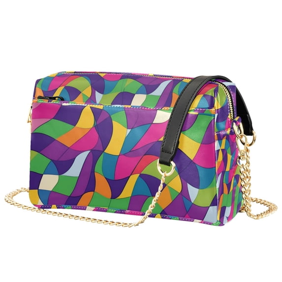 FORMRS Women Crossbody Purse with Chain Strap Vegan Leather Shoulder Handbag, Colorful Plaid