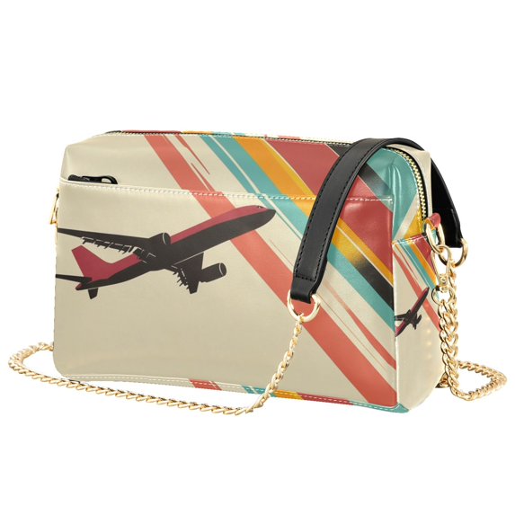 FORMRS Women Crossbody Purse with Chain Strap Vegan Leather Shoulder Handbag, Colorful Plane Stripes