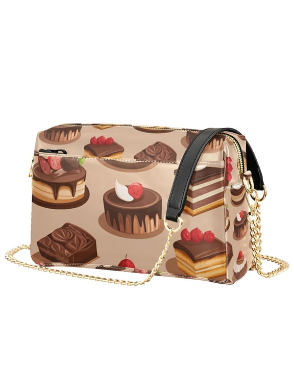 Women Crossbody Purse with Chain Strap Vegan Leather Shoulder Handbag, Creamy Cake