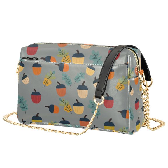 FORMRS Women Crossbody Purse with Chain Strap Vegan Leather Shoulder Handbag, Cute Acorns Pattern
