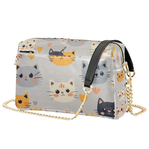 FORMRS Women Crossbody Purse with Chain Strap Vegan Leather Shoulder Handbag, Cute Cartoon Cat