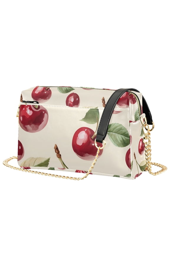 Women Crossbody Purse with Chain Strap Vegan Leather Shoulder Handbag, Cute Cherry
