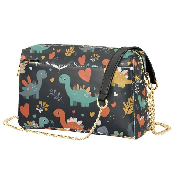 FORMRS Women Crossbody Purse with Chain Strap Vegan Leather Shoulder Handbag, Cute Dinosaur