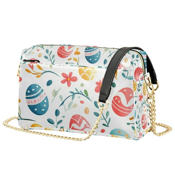 FORMRS Women Crossbody Purse with Chain Strap Vegan Leather Shoulder Handbag, Cute Easter Eggs