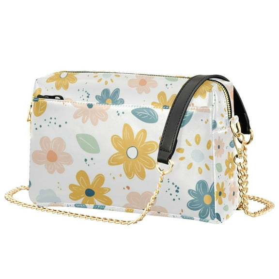FORMRS Women Crossbody Purse with Chain Strap Vegan Leather Shoulder Handbag, Cute Floral