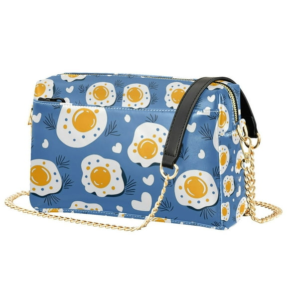 FORMRS Women Crossbody Purse with Chain Strap Vegan Leather Shoulder Handbag, Cute Fried Eggs