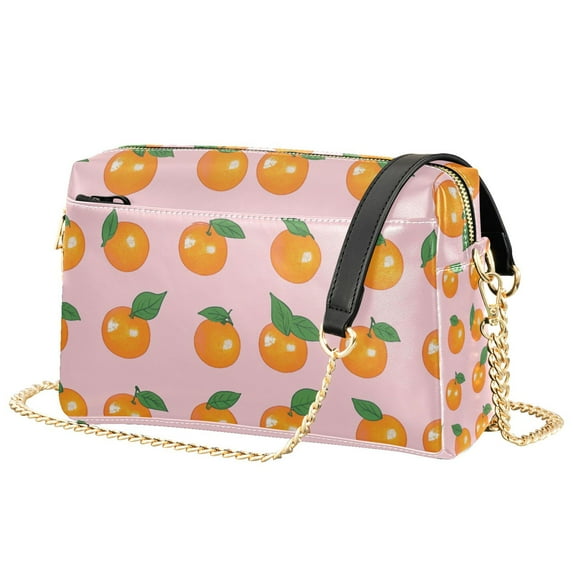 FORMRS Women Crossbody Purse with Chain Strap Vegan Leather Shoulder Handbag, Cute Oranges