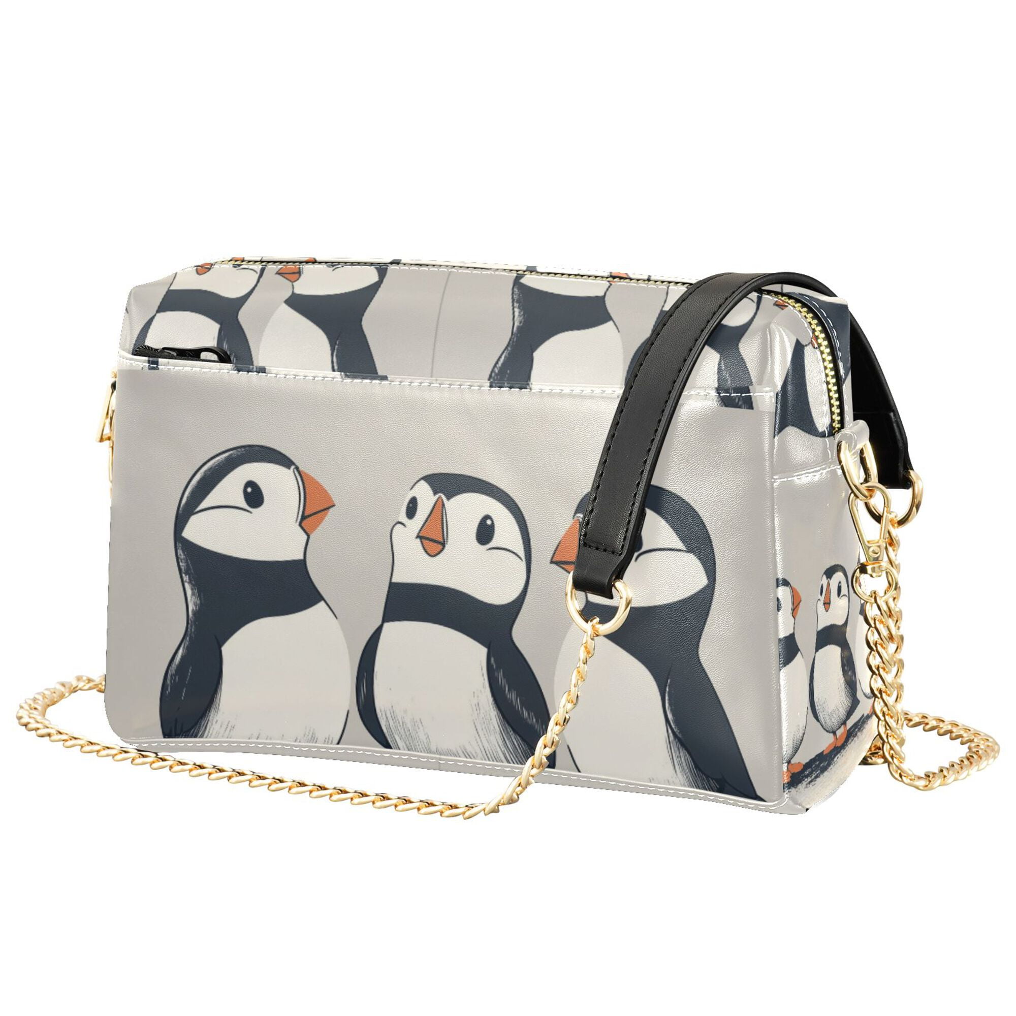 FORMRS Women Crossbody Purse with Chain Strap Vegan Leather Shoulder Handbag, Cute Puffin