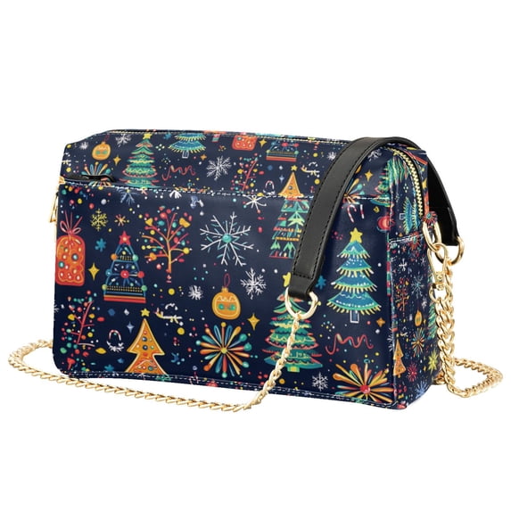 FORMRS Women Crossbody Purse with Chain Strap Vegan Leather Shoulder Handbag, Dark Blue Christmas