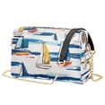 thumbnail image 1 of FORMRS Women Crossbody Purse with Chain Strap Vegan Leather Shoulder Handbag, Dark Blue Hand Drawn Sailboats, 1 of 7