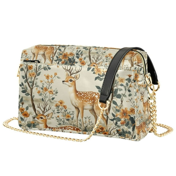 FORMRS Women Crossbody Purse with Chain Strap Vegan Leather Shoulder Handbag, Deer Pattern