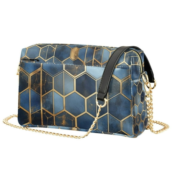 FORMRS Women Crossbody Purse with Chain Strap Vegan Leather Shoulder Handbag, Elegant Hexagon Pattern