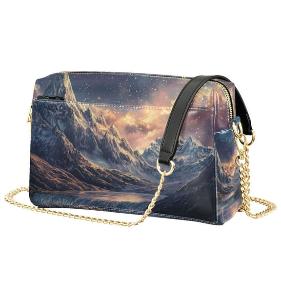 FORMRS Women Crossbody Purse with Chain Strap Vegan Leather Shoulder Handbag, Ethereal Mountain