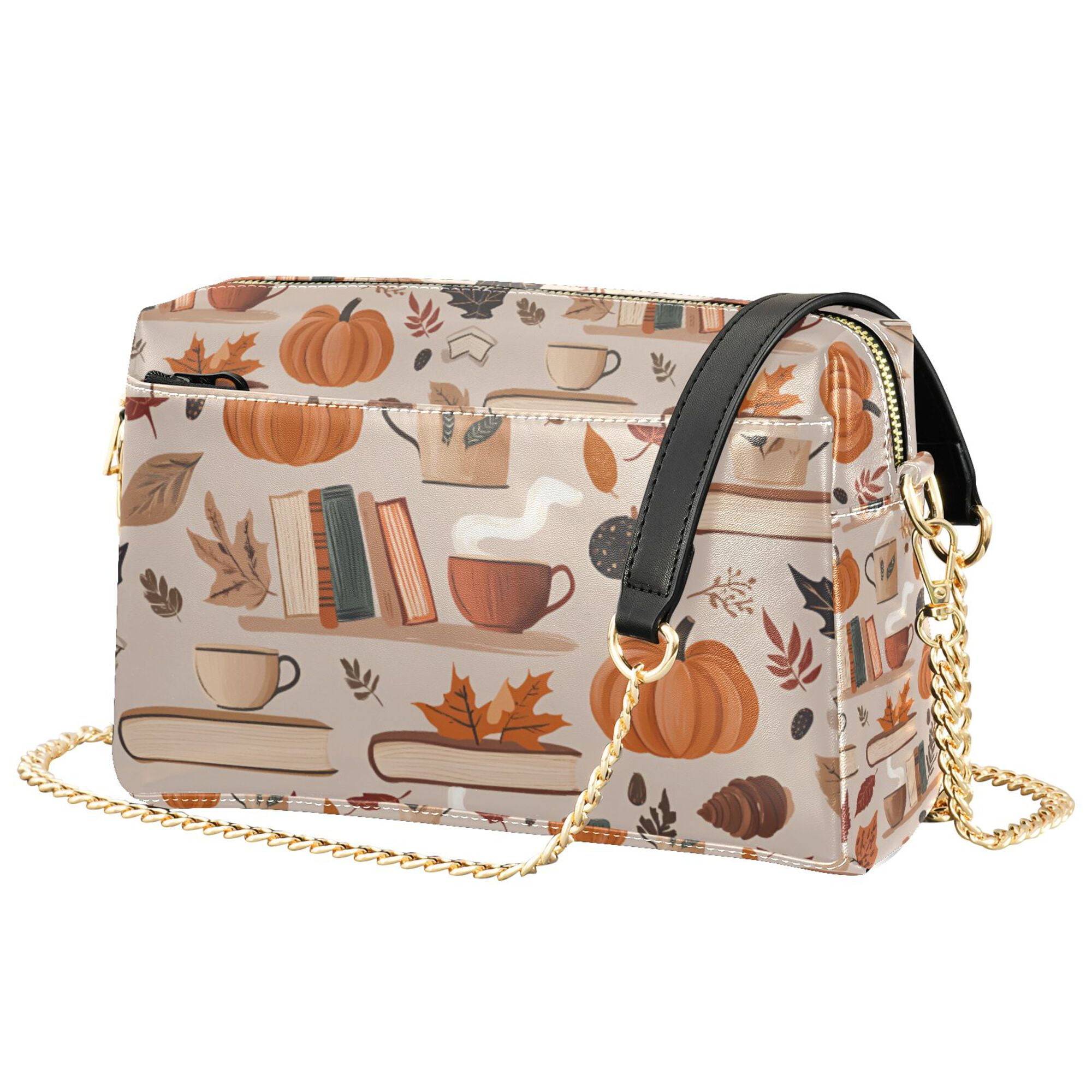 FORMRS Women Crossbody Purse with Chain Strap Vegan Leather Shoulder Handbag, Fall Acorns Pattern