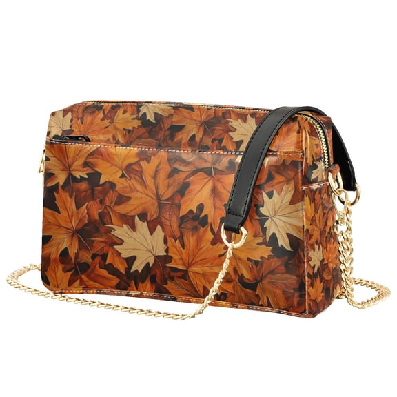 FORMRS Women Crossbody Purse with Chain Strap Vegan Leather Shoulder Handbag, Fall Pattern