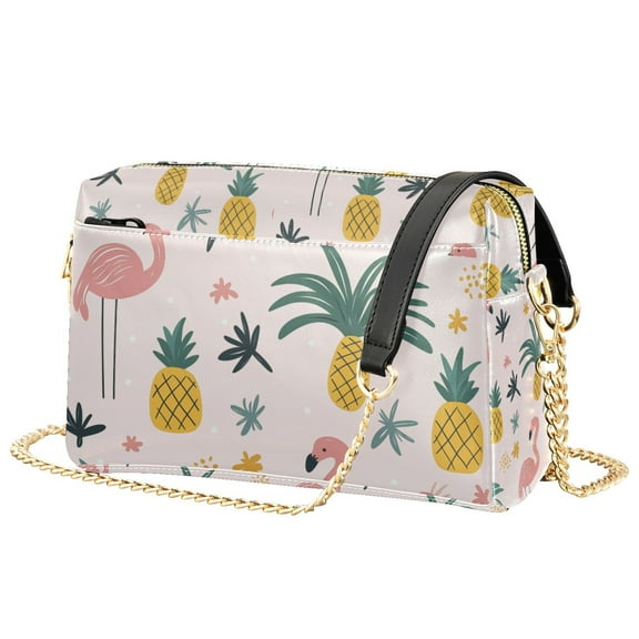 FORMRS Women Crossbody Purse with Chain Strap Vegan Leather Shoulder Handbag, Flamingo Pattern