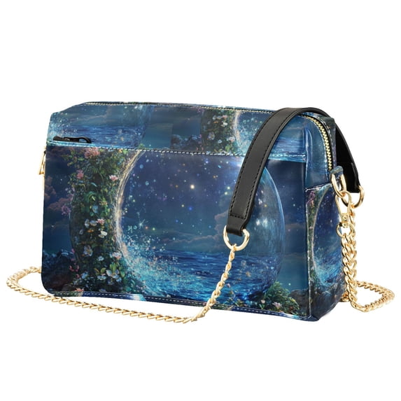 FORMRS Women Crossbody Purse with Chain Strap Vegan Leather Shoulder Handbag, Floral Occean