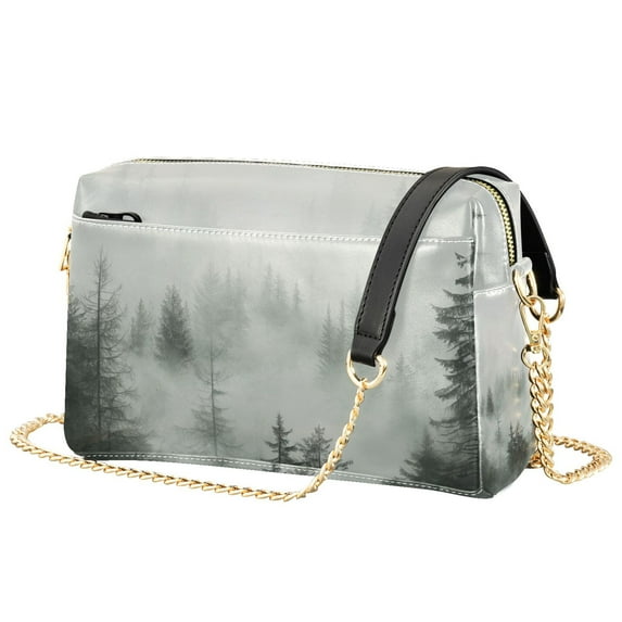 FORMRS Women Crossbody Purse with Chain Strap Vegan Leather Shoulder Handbag, Foggy Forest