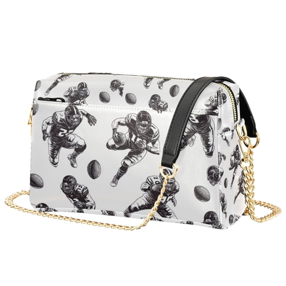 FORMRS Women Crossbody Purse with Chain Strap Vegan Leather Shoulder Handbag, Football Player Pattern