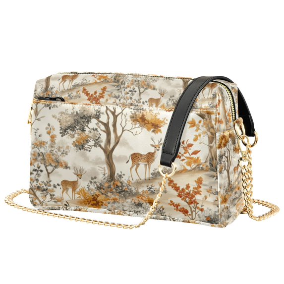 FORMRS Women Crossbody Purse with Chain Strap Vegan Leather Shoulder Handbag, Forest Pattern