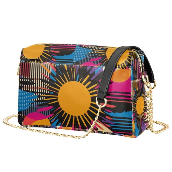 FORMRS Women Crossbody Purse with Chain Strap Vegan Leather Shoulder Handbag, Futuristic Circles