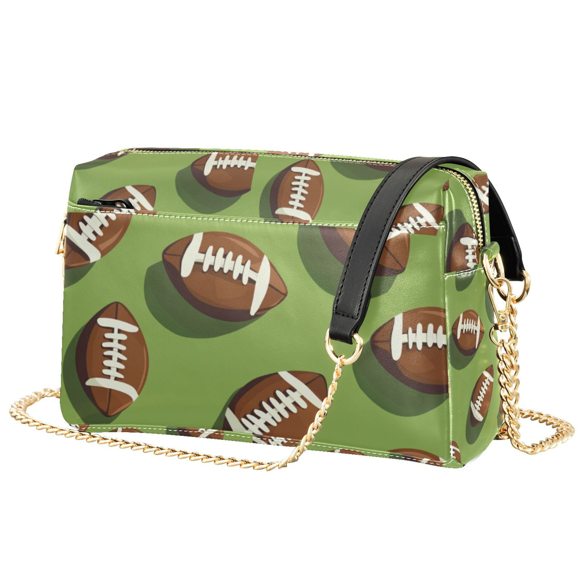 FORMRS Women Crossbody Purse with Chain Strap Vegan Leather Shoulder Handbag, Game Day Footballs
