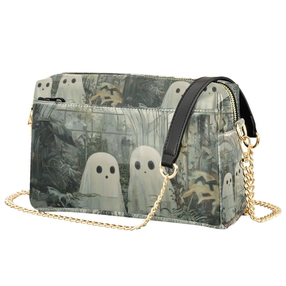 FORMRS Women Crossbody Purse with Chain Strap Vegan Leather Shoulder Handbag, Ghosts Playing in A Garden