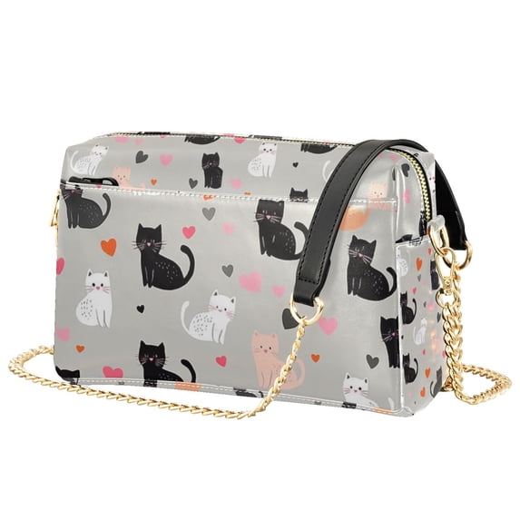 FORMRS Women Crossbody Purse with Chain Strap Vegan Leather Shoulder Handbag, Gray Cartoon Pattern