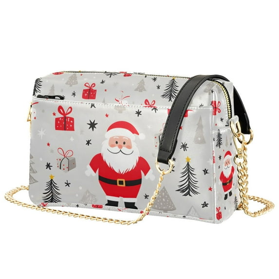 FORMRS Women Crossbody Purse with Chain Strap Vegan Leather Shoulder Handbag, Gray Christmas Santa
