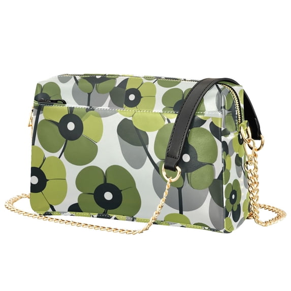 FORMRS Women Crossbody Purse with Chain Strap Vegan Leather Shoulder Handbag, Gray Floral