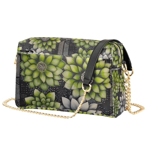 FORMRS Women Crossbody Purse with Chain Strap Vegan Leather Shoulder Handbag, Gray Floral