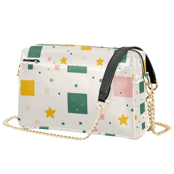 FORMRS Women Crossbody Purse with Chain Strap Vegan Leather Shoulder Handbag, Green Abstract Pattern