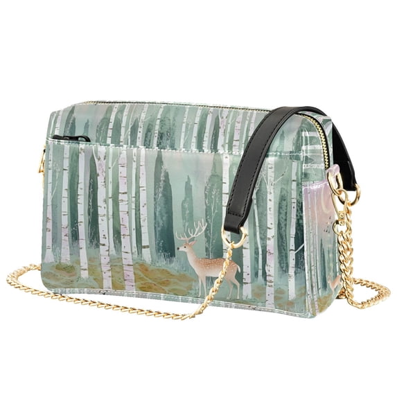 FORMRS Women Crossbody Purse with Chain Strap Vegan Leather Shoulder Handbag, Green Deer