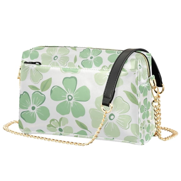 FORMRS Women Crossbody Purse with Chain Strap Vegan Leather Shoulder Handbag, Green Floral